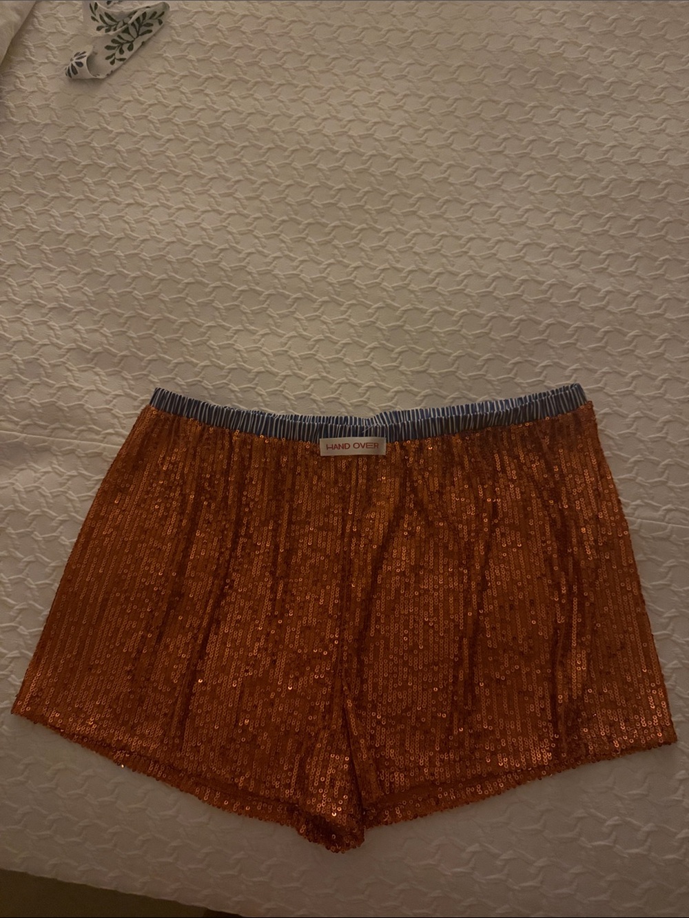 Hand Over Orange Sequin Women's Shorts